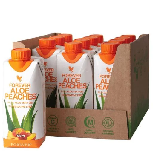 FOREVER ALOE PEACHES  330ML 12 PACK